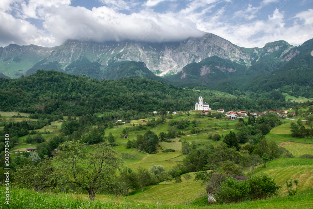 Obraz premium San Fermin Church in the village of Dreznica, Slovenia