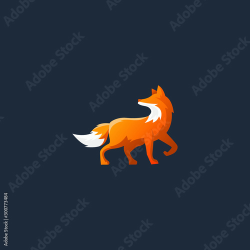 fox logo art fire deer