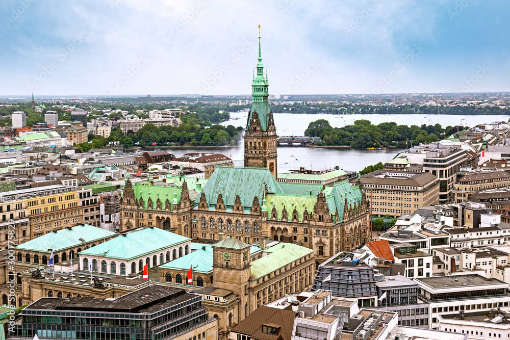 Fototapeta premium Panoramic view of Hamburg, Germany