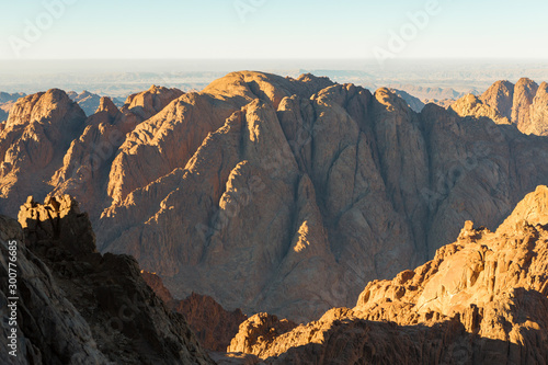 Amazing Sunrise at Sinai Mountain, Beautiful dawn in Egypt, early morning view of the top of Mount Moses  © Mountains Hunter