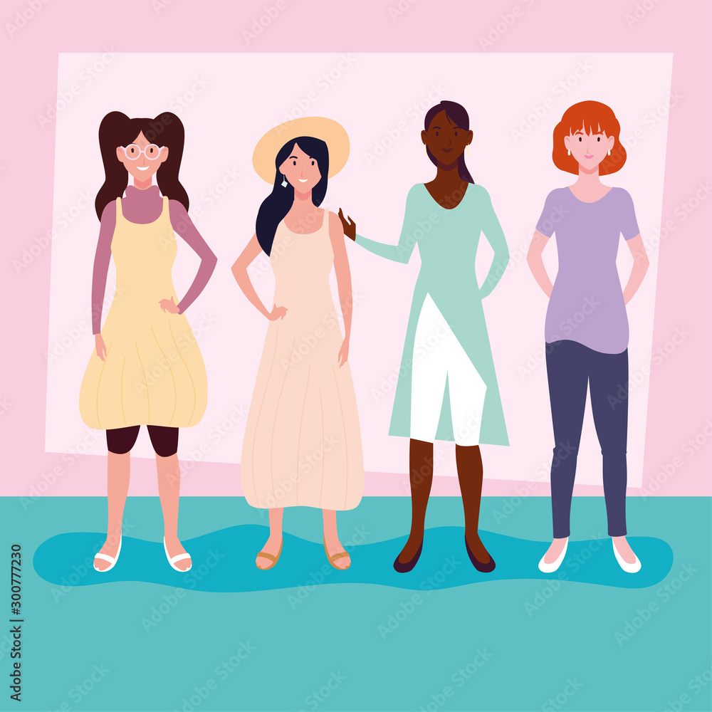 women standing with different poses women standing with different poses