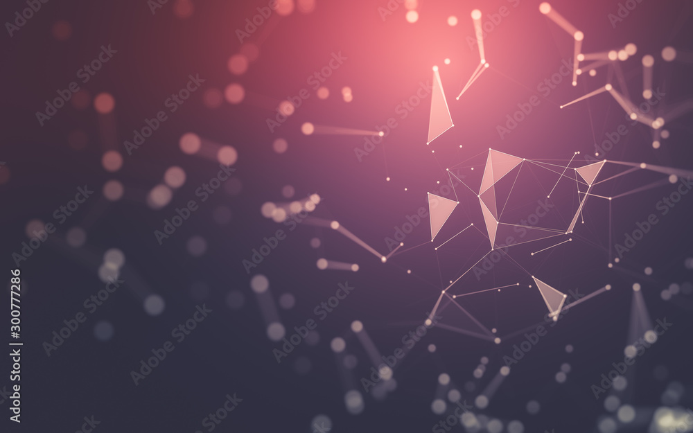 Fototapeta premium Abstract background. Molecules technology with polygonal shapes, connecting dots and lines. Connection structure. Big data visualization.