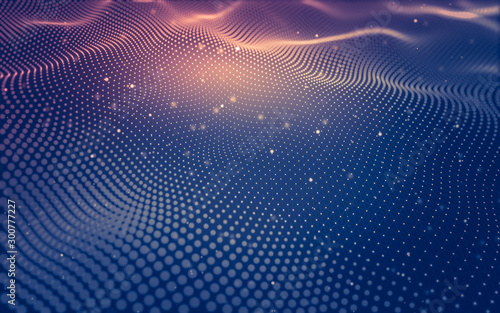 Abstract background. Molecules technology with polygonal shapes, connecting dots and lines. Connection structure. Big data visualization.