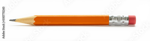 Photos Yellow orange pencil with eraser isolated on a white background