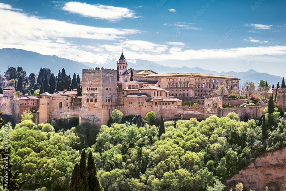 Palace and fortress complex Alhambra located in Granada, Andalusia, Spain