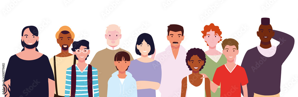 card of men with different poses on white background card of men with different poses on white background