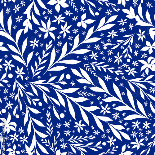 Abstract foliage Pattern. leves and sprigs vector seamless repeat pattern