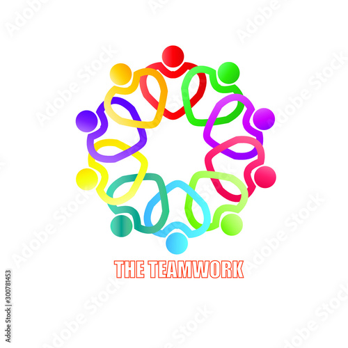 Teamwork logo , Business People Together. Vector Illustration