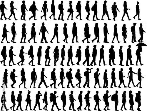 Group of people. Crowd of people silhouettes.