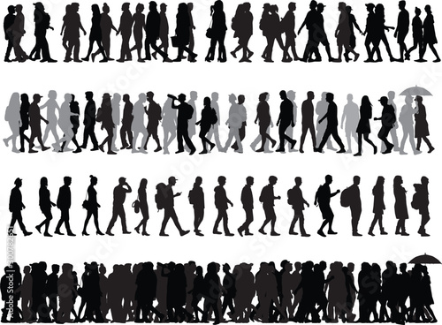 Group of people. Crowd of people silhouettes.