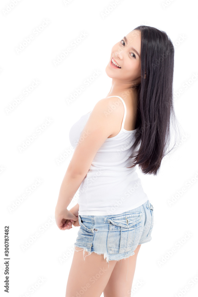 Portrait of beautiful asian woman makeup of cosmetic, girl smile attractive, face of beauty perfect with wellness isolated on white background with skin healthcare concept. Portrait of beautiful asian woman makeup of cosmetic, girl smile attractive, face of beauty perfect with wellness isolated on white background with skin healthcare concept.