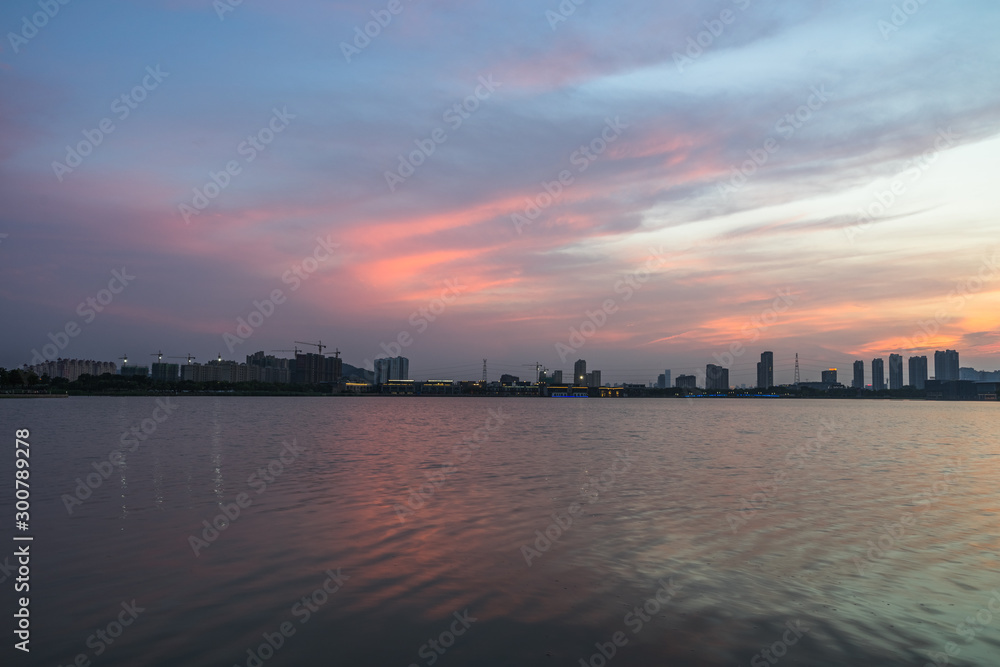 Φωτογραφία urban skyline and modern buildings at dusk, cityscape of China..
