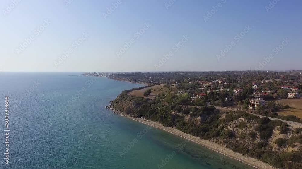 Aerial view of coast with beautiful nature by the turquoise and blue sea Aerial view of coast with beautiful nature by the turquoise and blue sea