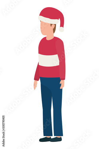 young man with christmas hat character