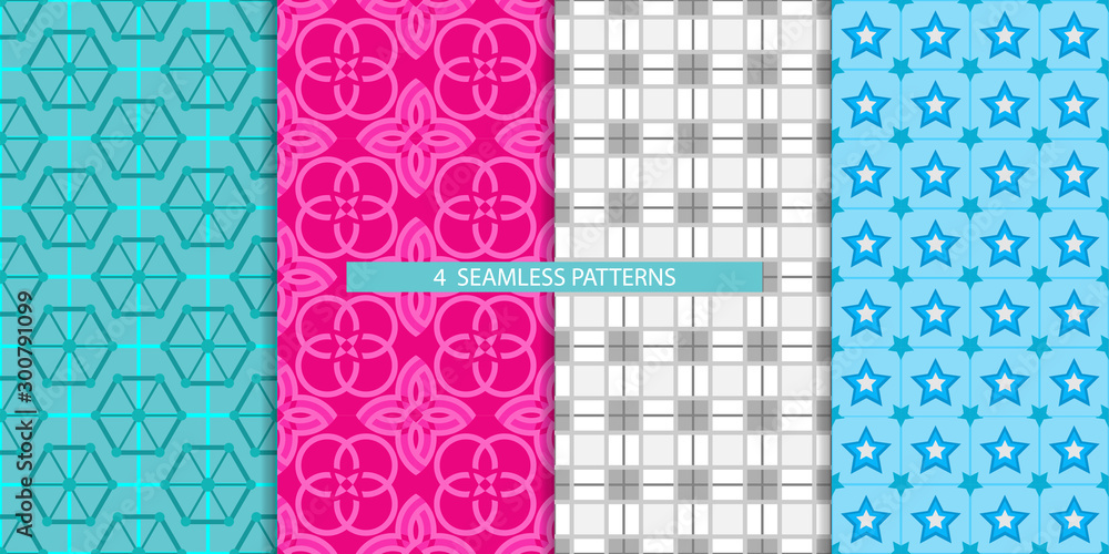 Abstract Geometric Seamless Pattern 4Collection Design Background or Wallpaper. 