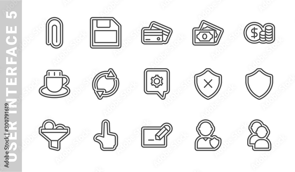 user interface 5 icon set. Outline Style. each made in 64x64 pixel user interface 5 icon set. Outline Style. each made in 64x64 pixel