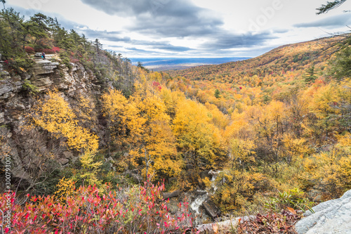 Gorgeous fall foliage and Verkeerder Falls at Sam's Point Preserve section of Minnewaska St Park, NY