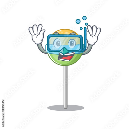 round lollipo in diving isolated with cartoon photo