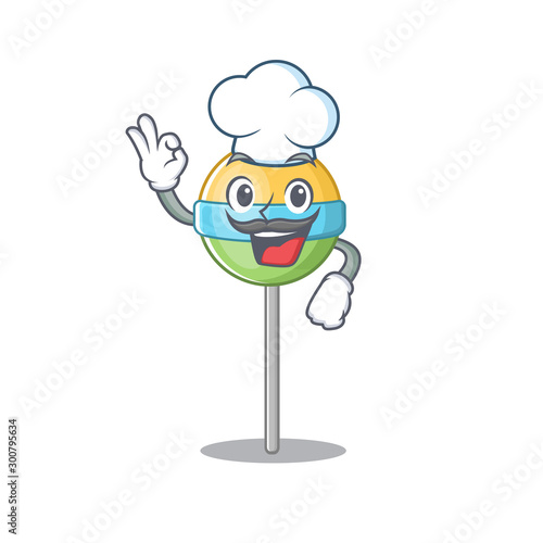 round lollipo chef isolated with cartoon happy