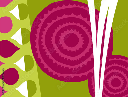 Abstract vegetable design in flat cut out style. Cross section of beets. Vector illustration.