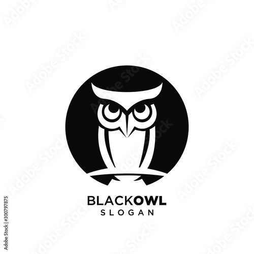 owl black logo silhouette icon design vector