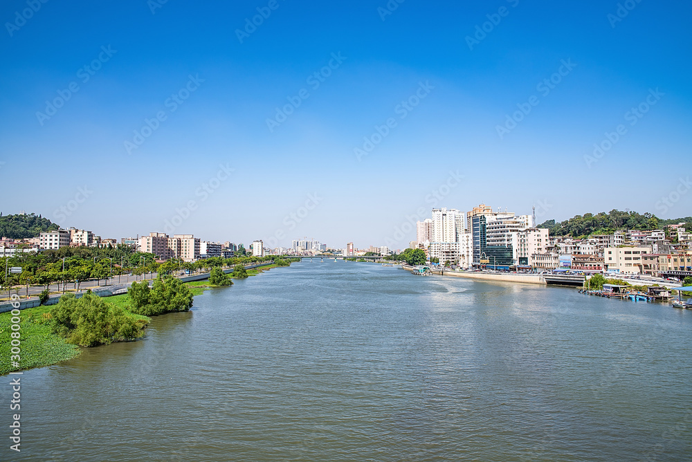 Riverside scenery of the Pearl River Taiping Waterway, Humen Town, Dongguan City, Guangdong Province, China