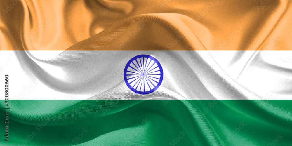 India Flag. Flag of Indian. Waving Mumbai Delhi Flags. 3D Realistic  Background Illustration in Silk Fabric Texture Stock Illustration | Adobe  Stock