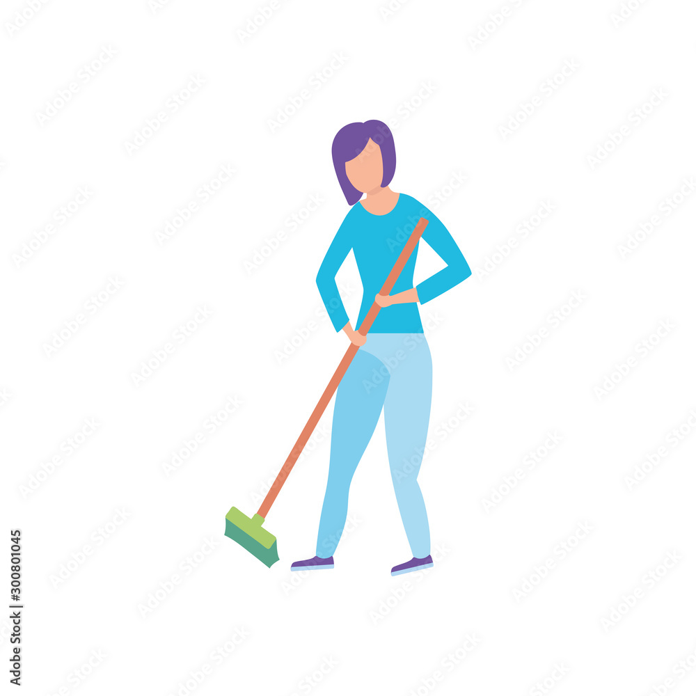 woman with rake, tool of garden on white background woman with rake, tool of garden on white background