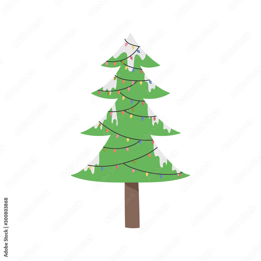 Fototapeta premium tree snow lights bulb decoration merry christmas