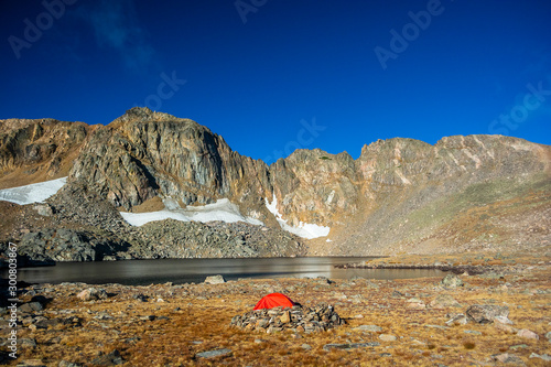 Lake Dorothy at Arapahoe Pass Colorado with a Tent in the Foreground