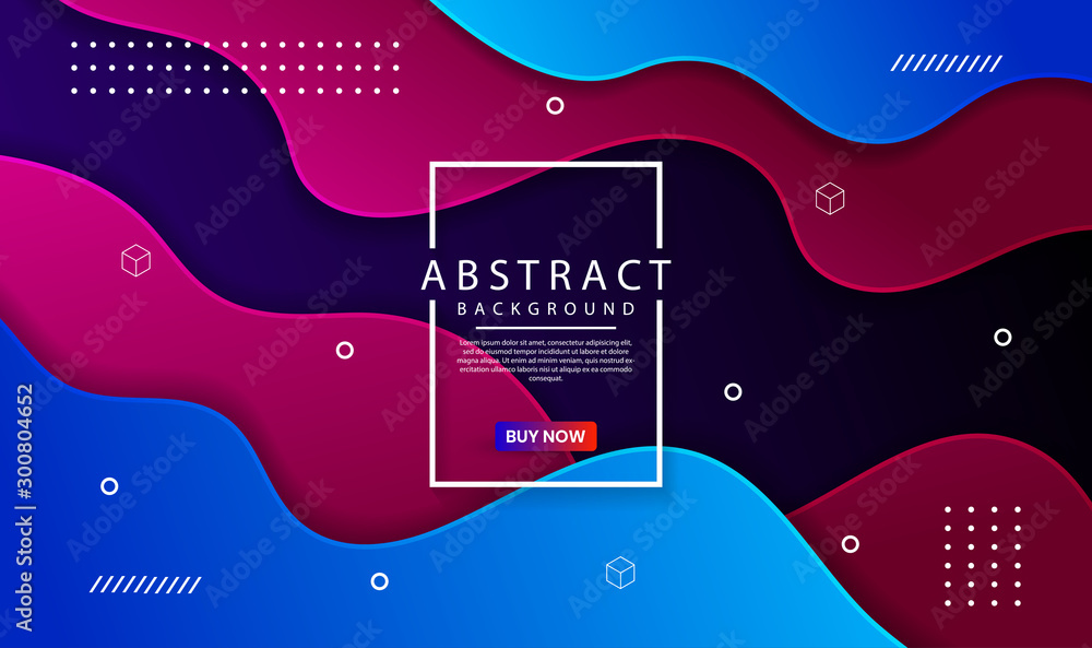 Abstract modern graphic element. Dynamical colored forms and waves. Futuristic design poster and banner. Colorful geometric background with mixing blue and purple color for landing page.