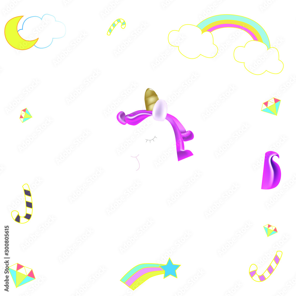 Fototapeta premium Unicorns on pastel backgrounds