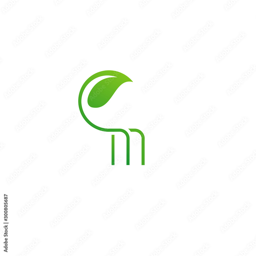 Letter M Nature Logo With Leaf Symbol Stock Vector | Adobe Stock