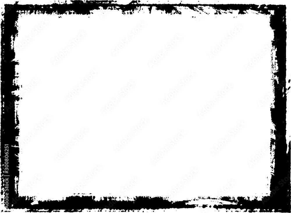Black frame hand drawn on white background. Paint strokes with a dry brush Black frame hand drawn on white background. Paint strokes with a dry brush
