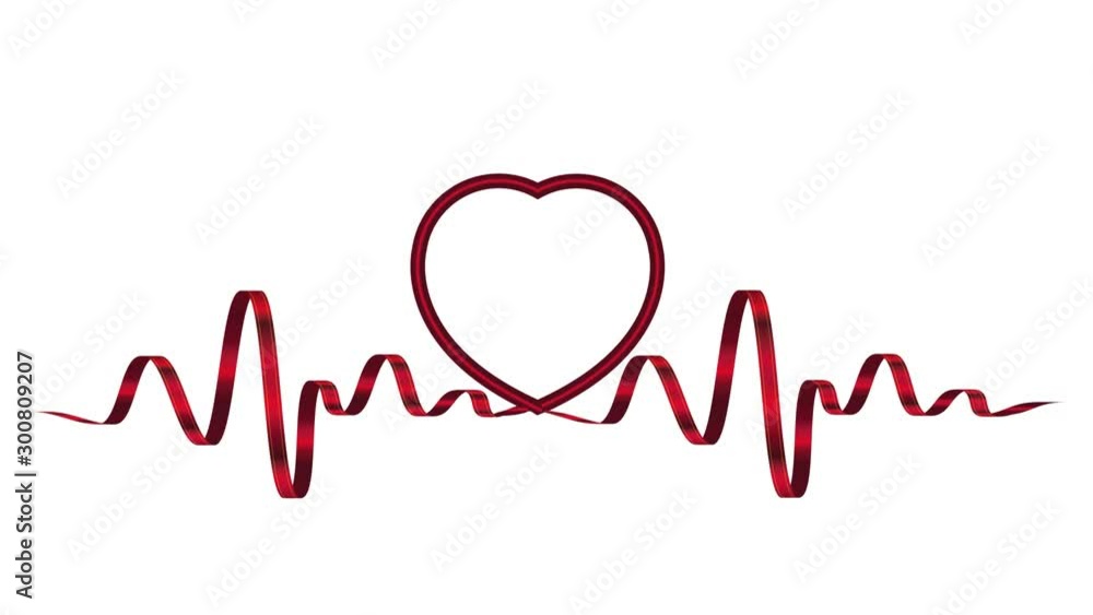 Animation Ribbon Heart Rate.Concept of health and Valentines day. Animation Ribbon Heart Rate.Concept of health and Valentines day.