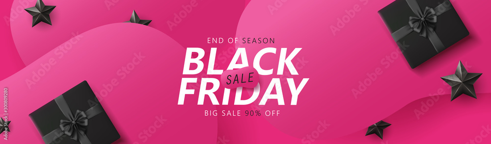 Black friday sale banner layout design template graphic abstract pink background. Vector illustration - obrazy, fototapety, plakaty 