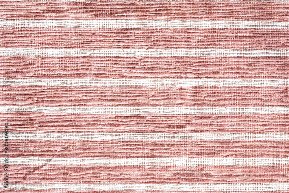 White stripe line on red cotton weave fabric texture White stripe line on red cotton weave fabric texture