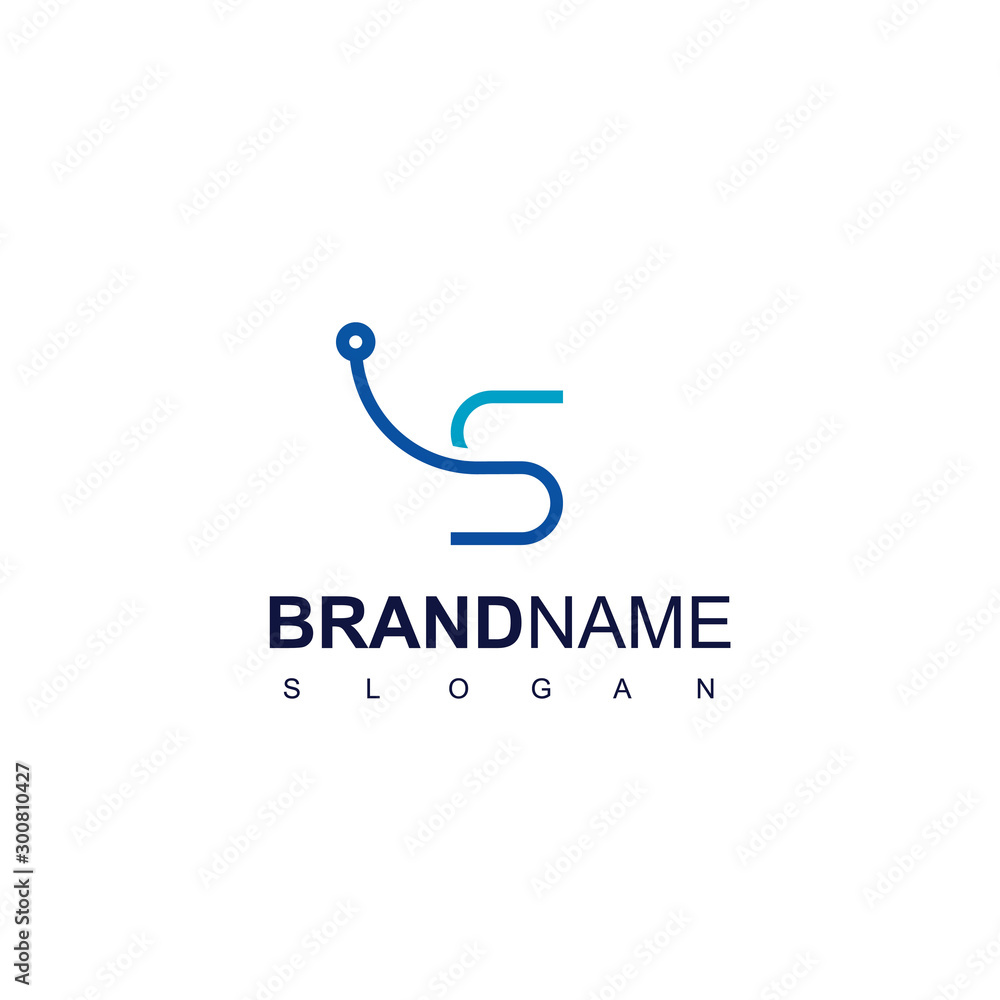 Obraz premium Letter S Technology Logo With Circuit Symbol