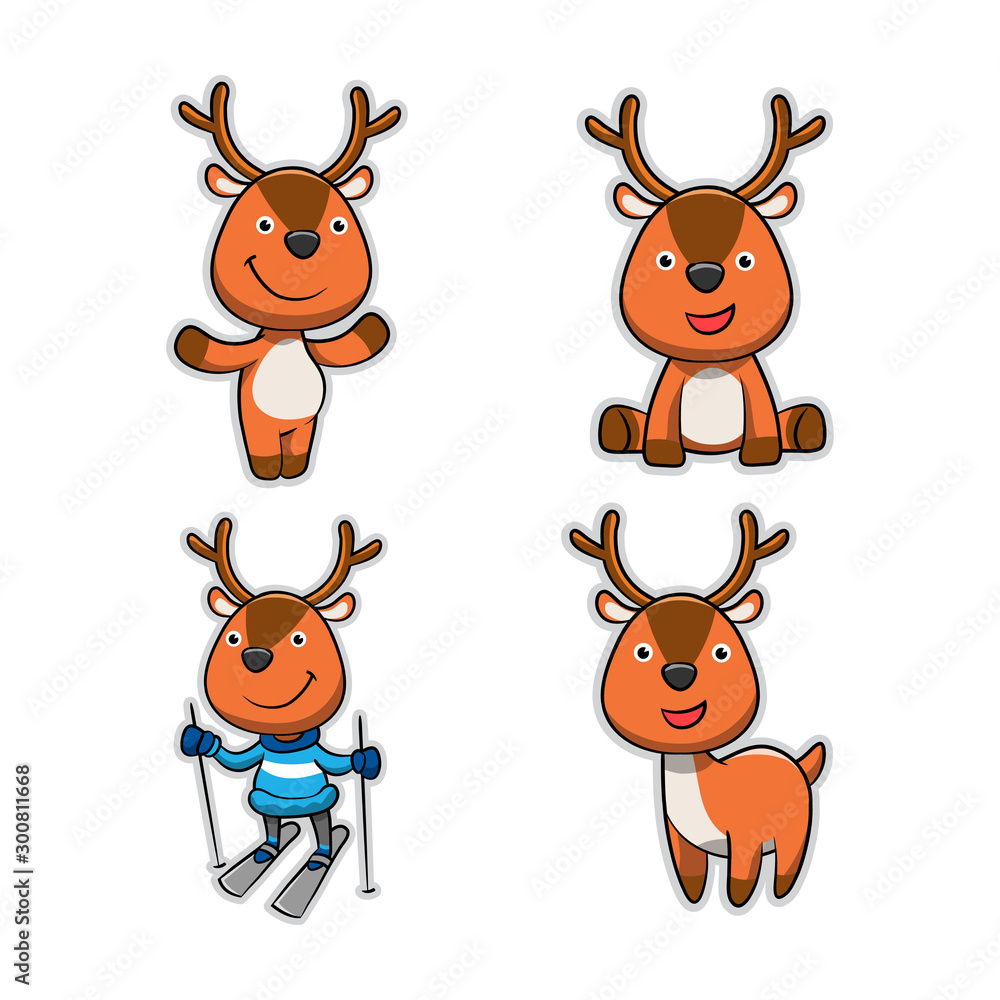 Collection of Deer Cartoon Action