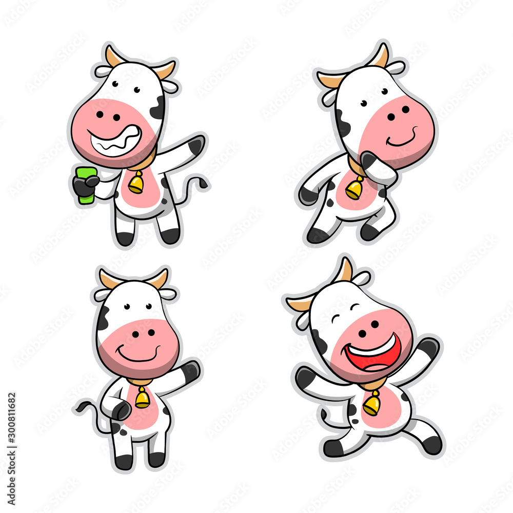 Collection of Cow Cartoon Action