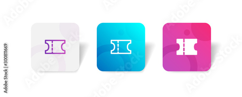 Ticket round icon in outline and solid style with colorful gradient background, suitable for UI, app button,  infographic, etc
