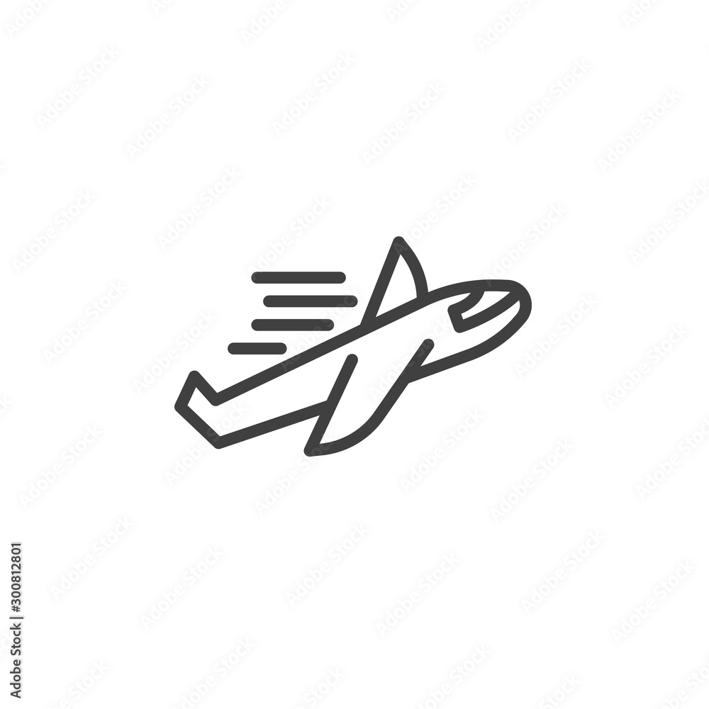 Express delivery plane line icon. linear style sign for mobile concept and web design. Air shipping service outline vector icon. Symbol, logo illustration. Vector graphics