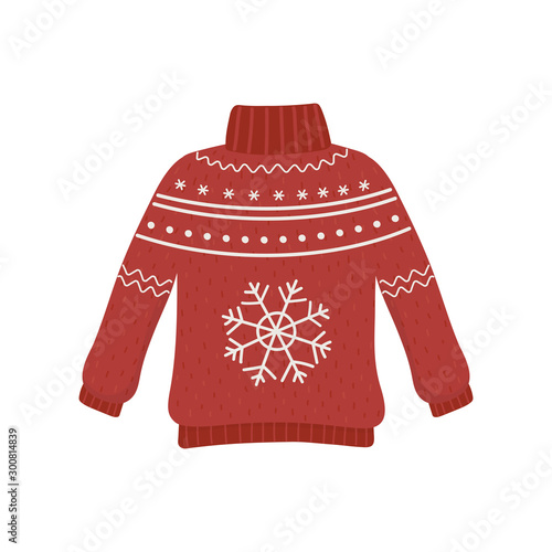 christmas red ugly sweater party decorative snowflake