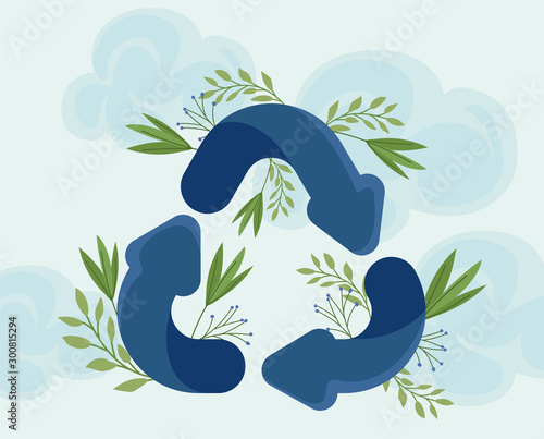 planet earth with renewable energy symbol