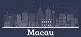 Outline Macau China City Skyline with White Buildings.