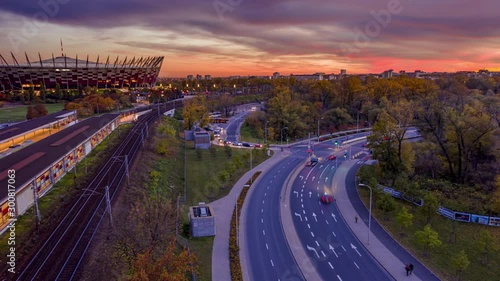 Hyper lapse of the National Stadium and railway line.