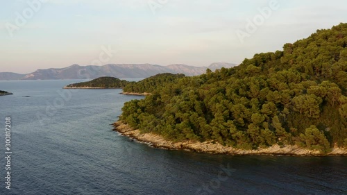 from Panorama to Coastline of Mljet Island in Croatia gives some summer vacation feelings (aerial) photo