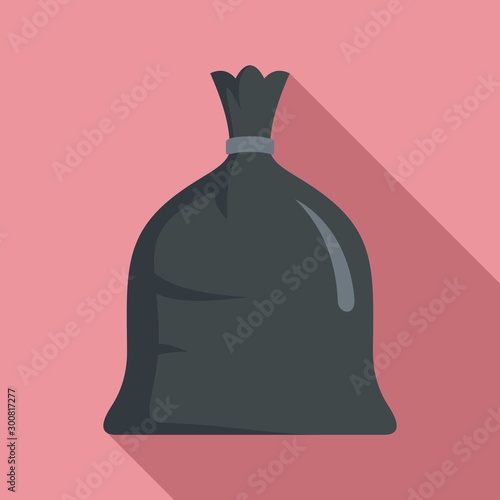 Garbage bag icon. Flat illustration of garbage bag vector icon for web design