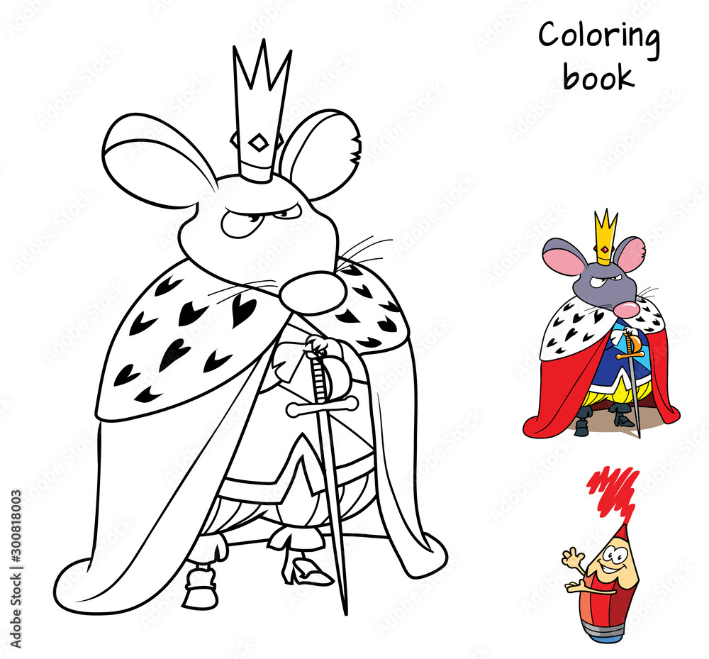 Mouse king. Character from the Nutcracker tale. Coloring book. Cartoon