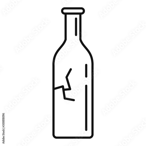Half broken bottle icon. Outline half broken bottle vector icon for web design isolated on white background